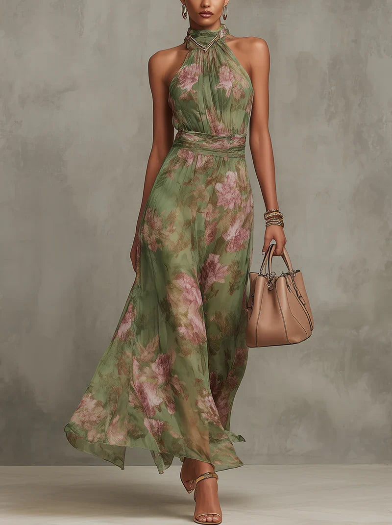 Green Bohemian Maxi Dress for Formal Wedding Guests