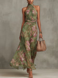 Green Bohemian Maxi Dress for Formal Wedding Guests