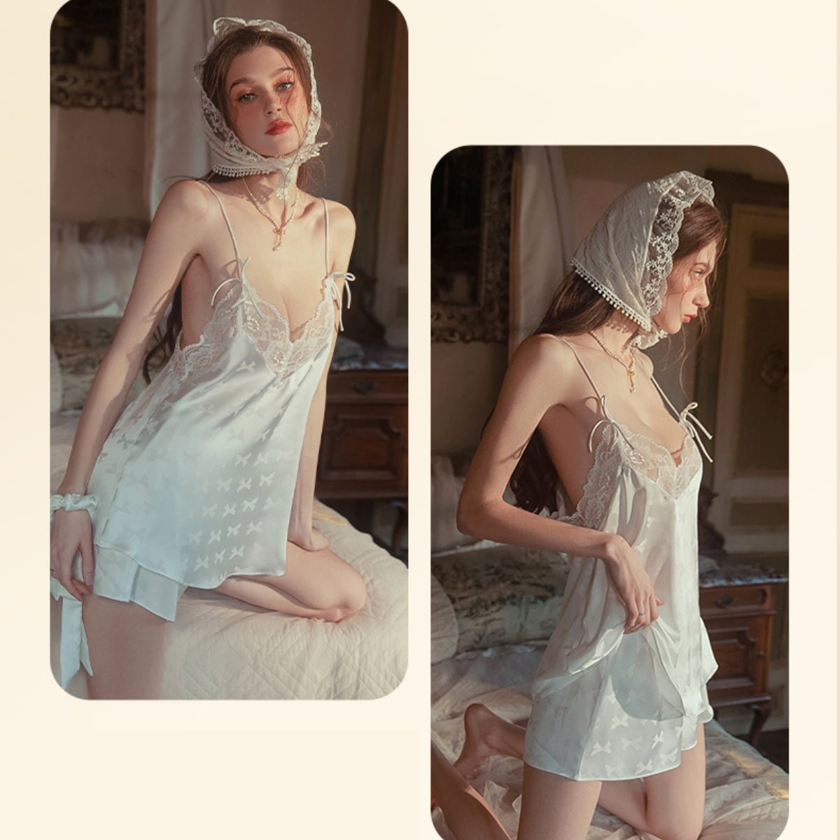 Lorrin lace and satin cami set