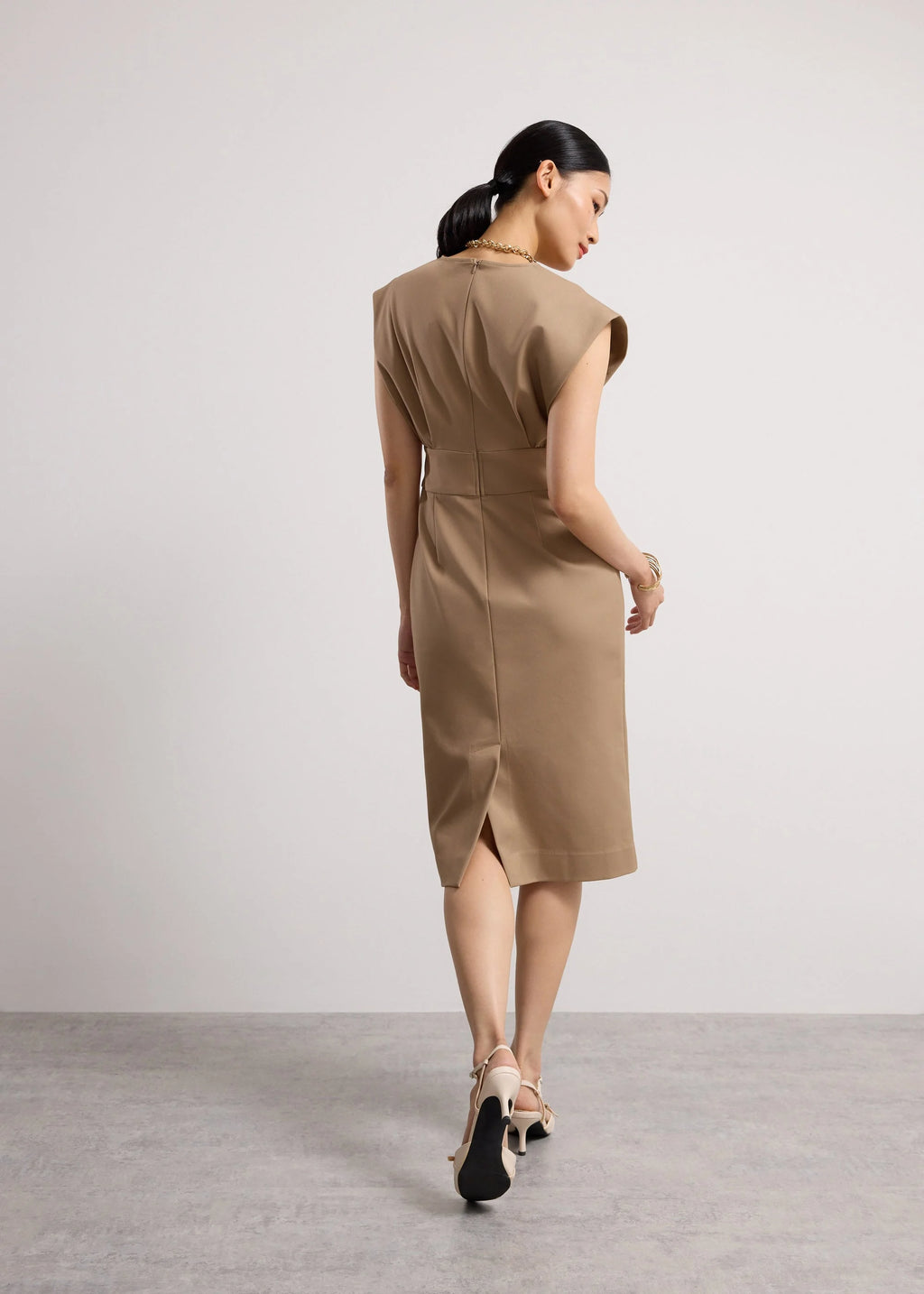 V-neck Column Midi Dress