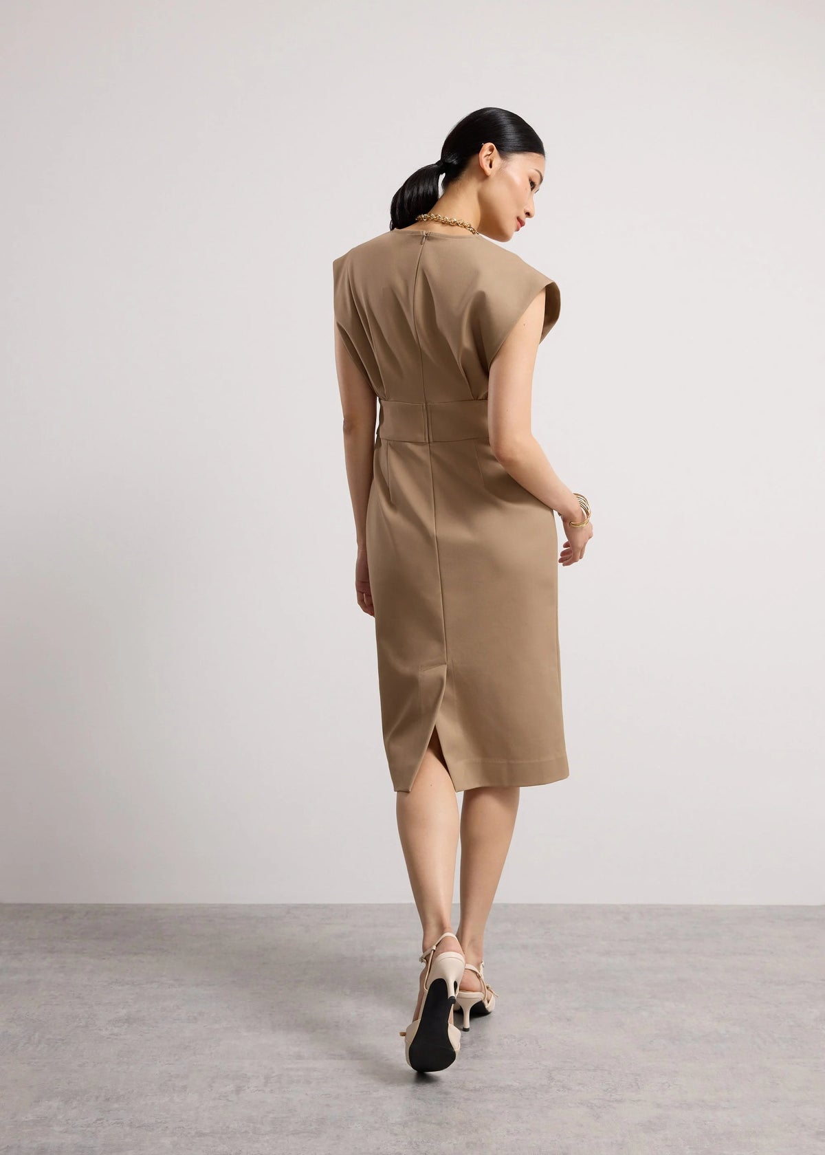 V-neck Column Midi Dress