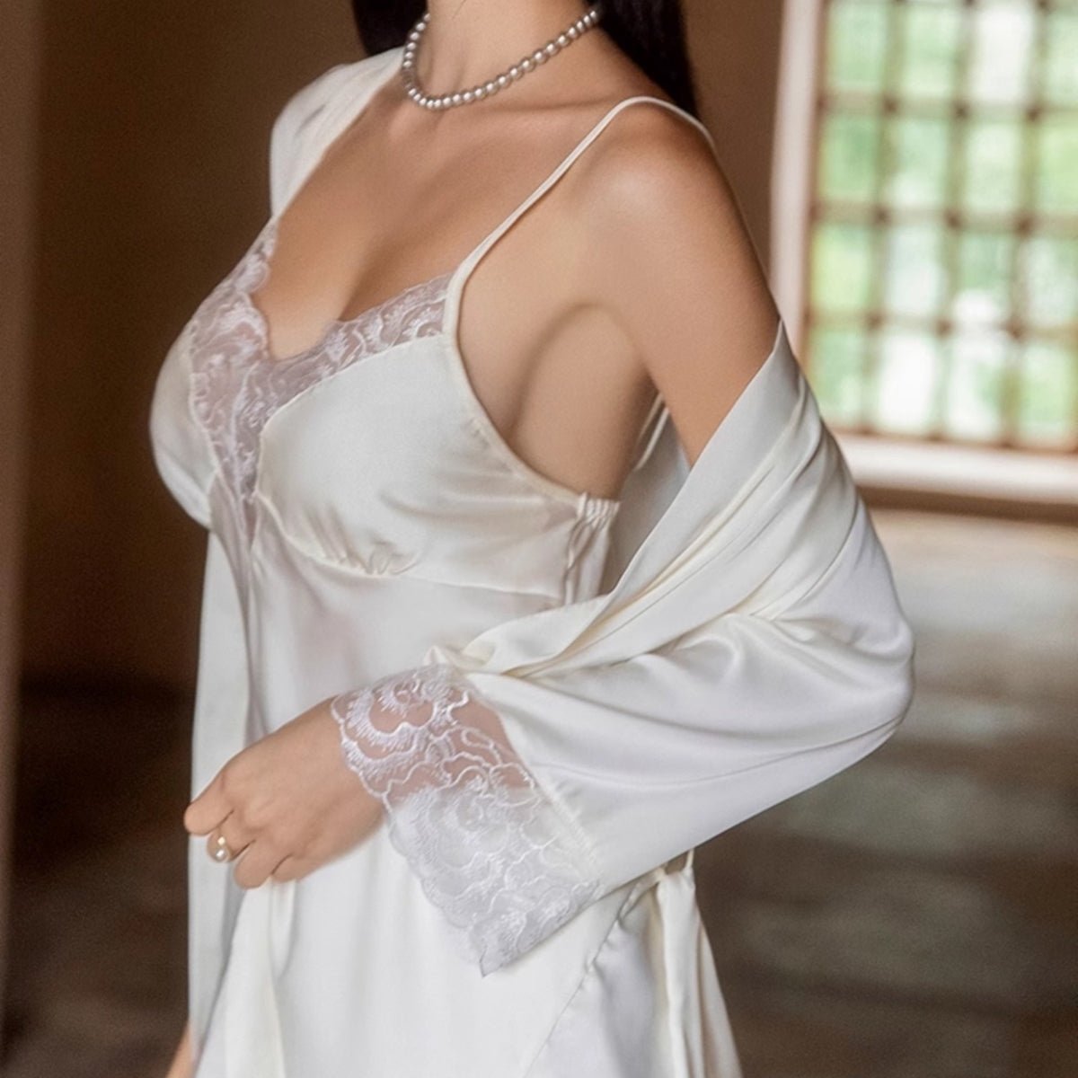 Philly lace and satin robe