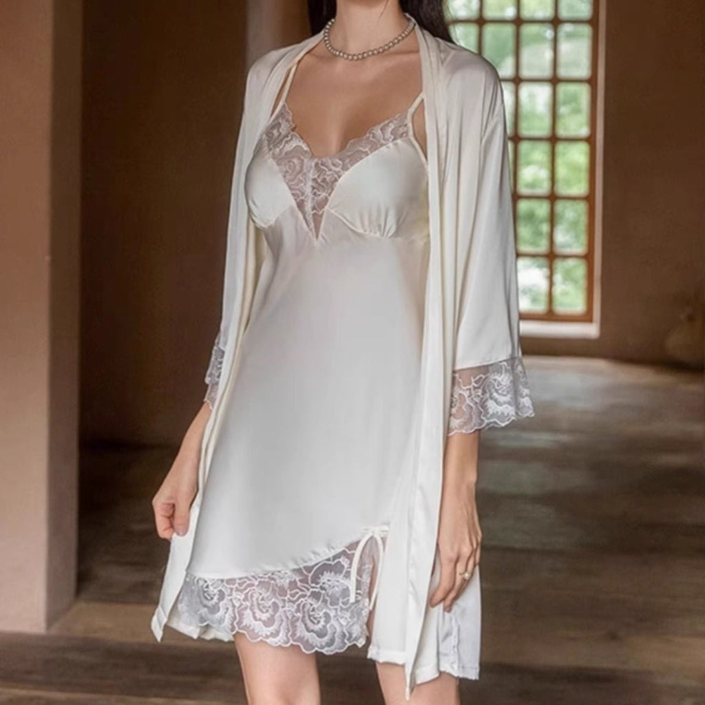 Philly lace and satin robe
