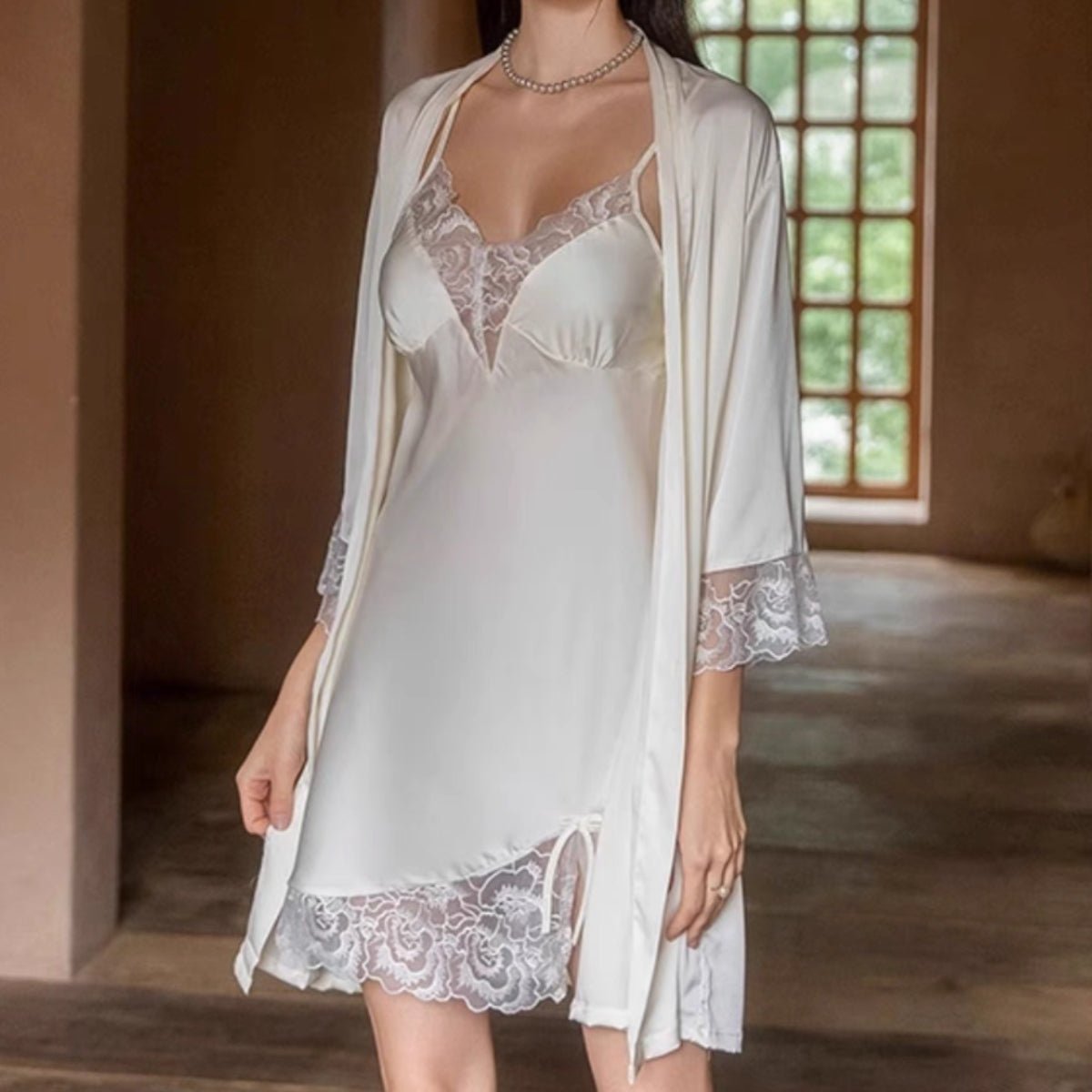 Philly lace and satin robe