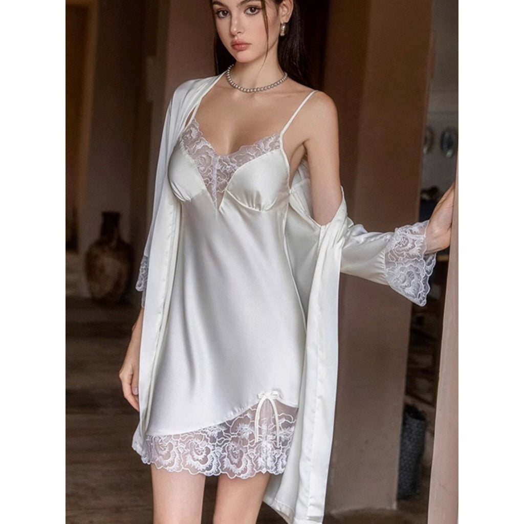 Philly lace and satin robe