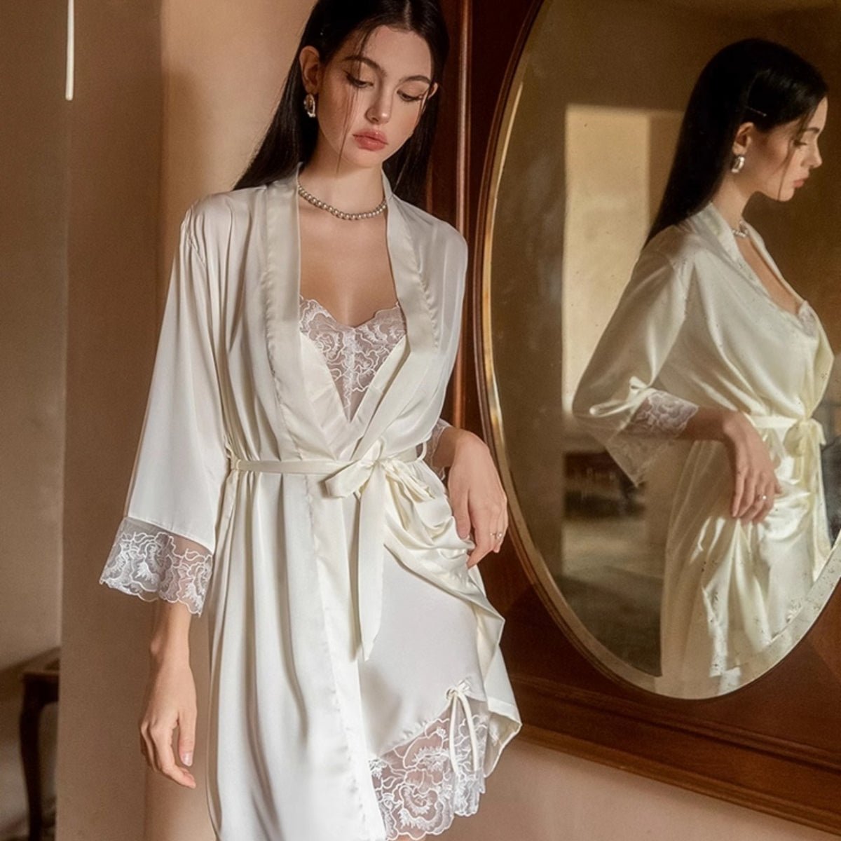 Philly lace and satin slip