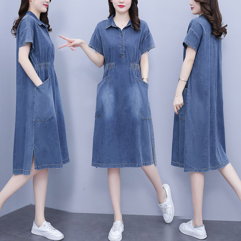 Plus Size Denim Utility Shirt Dress