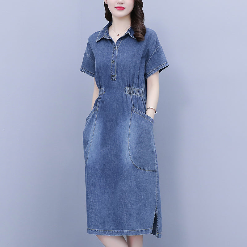 Plus Size Denim Utility Shirt Dress
