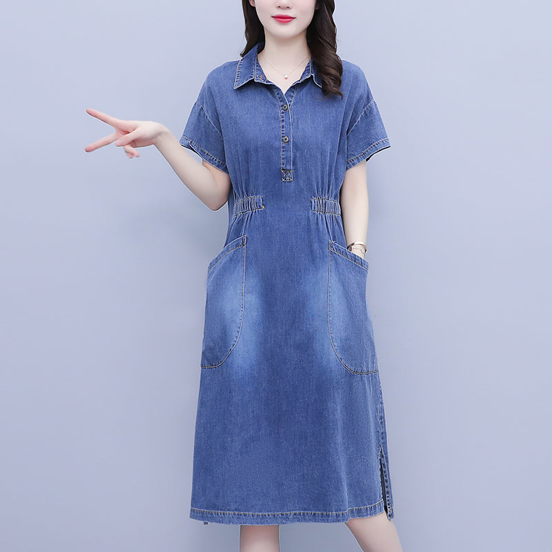 Plus Size Denim Utility Shirt Dress
