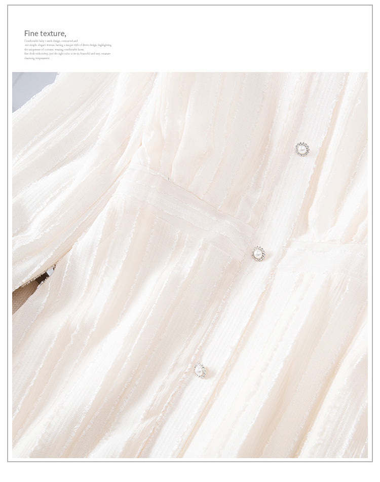 Plus Size Vertical Lines Buttons Long Sleeve Dress