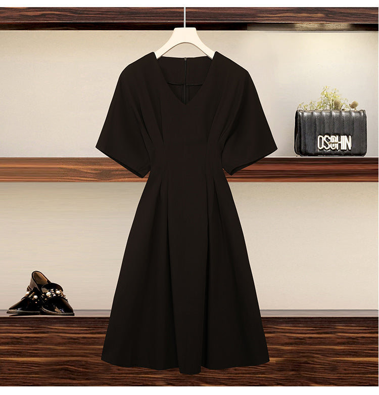 Plus Size Korean Kimono Sleeve Pleat Dress