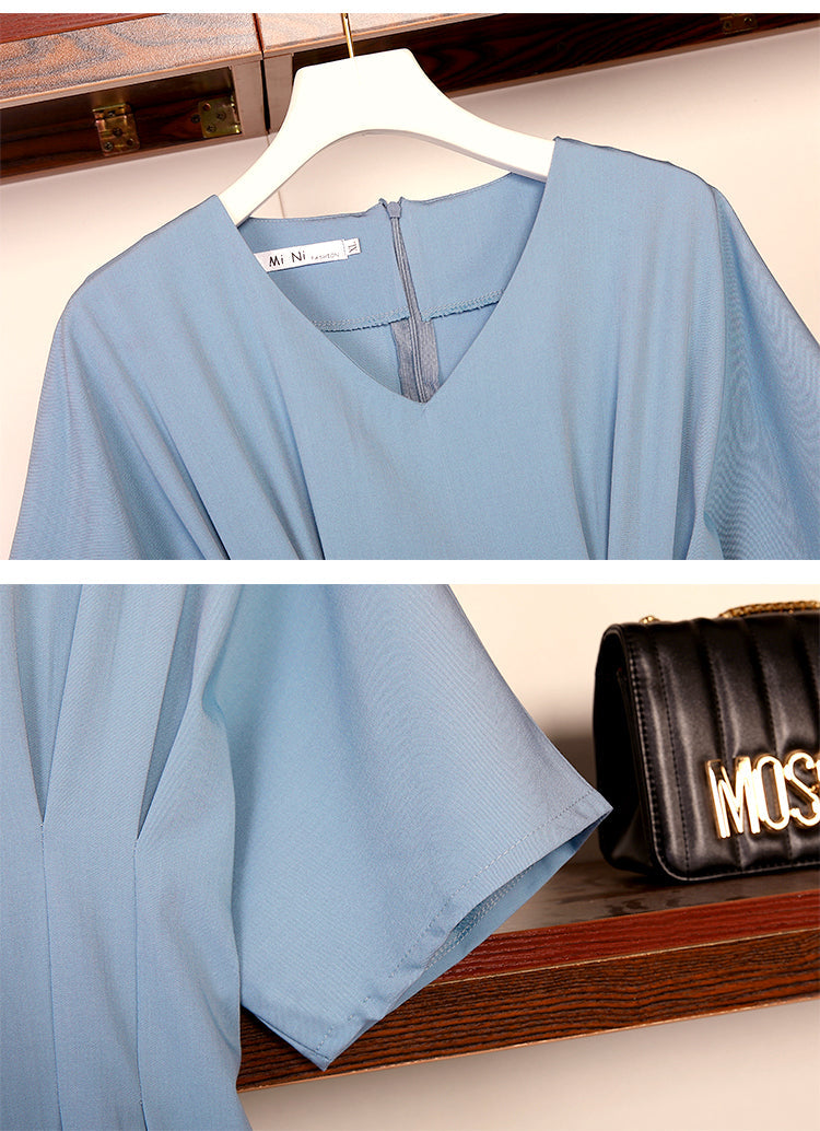Plus Size Korean Kimono Sleeve Pleat Dress