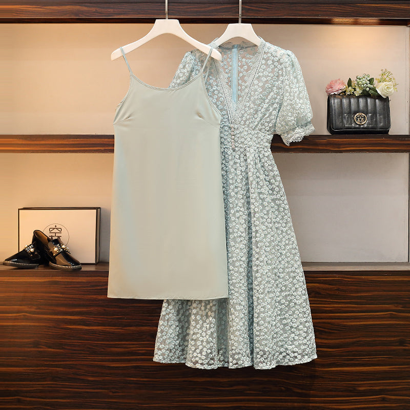 Plus Size Korean Romantic Lace Dress