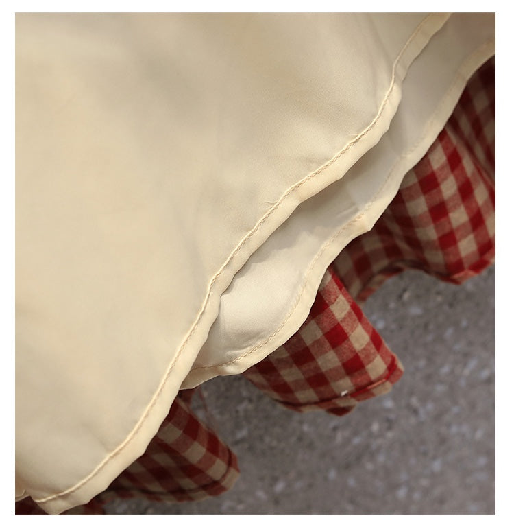Plus Size Vintage Gingham Red Midi Dress