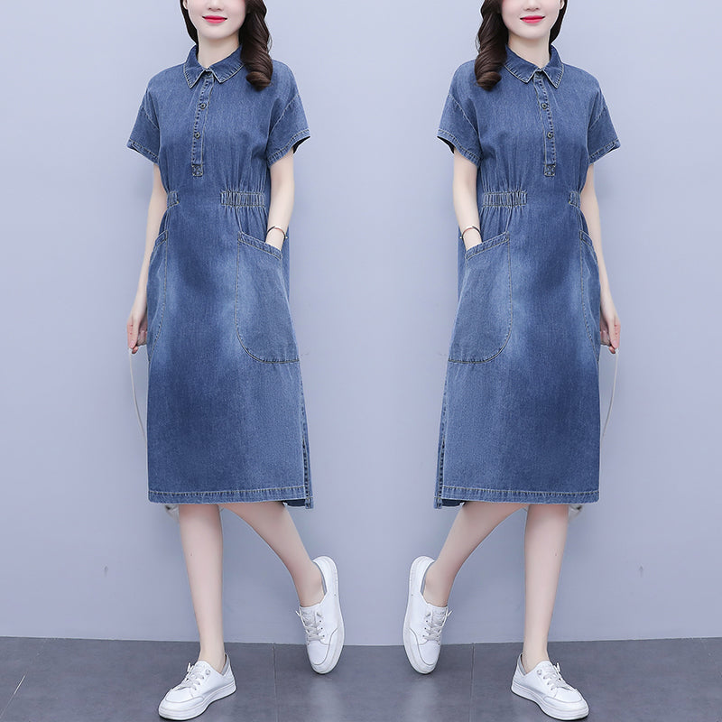 Plus Size Denim Utility Shirt Dress