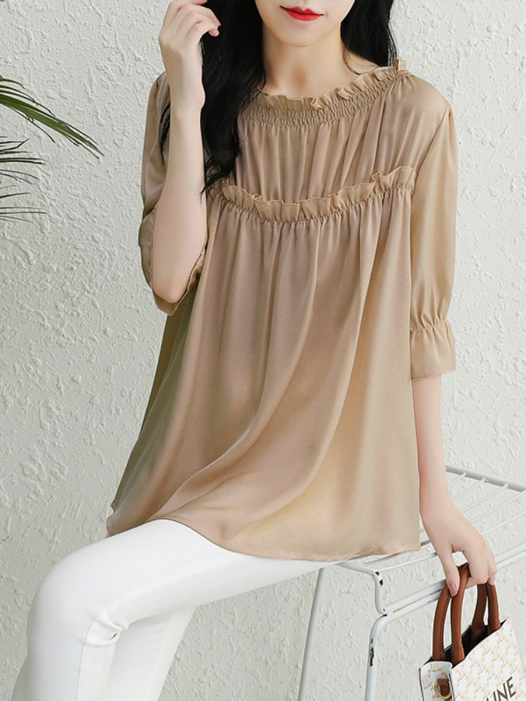 Plus Size Babydoll Chiffon Blouse