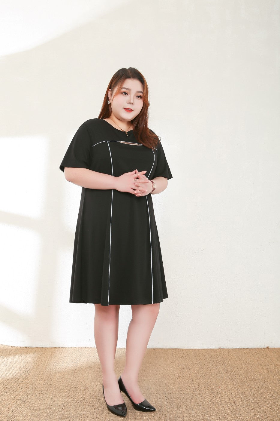 Emma Plus Size Black Cutout Dress