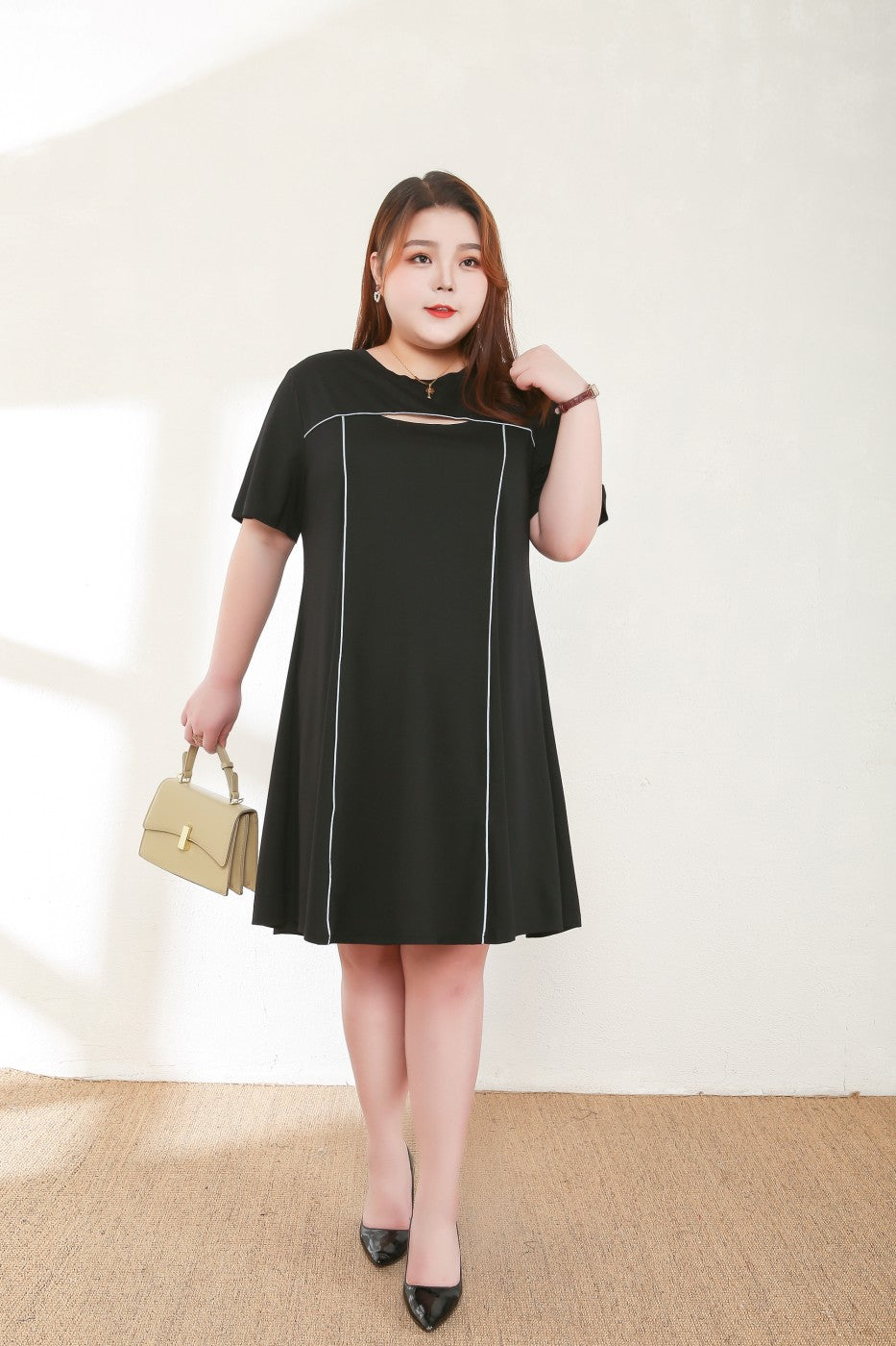 Emma Plus Size Black Cutout Dress