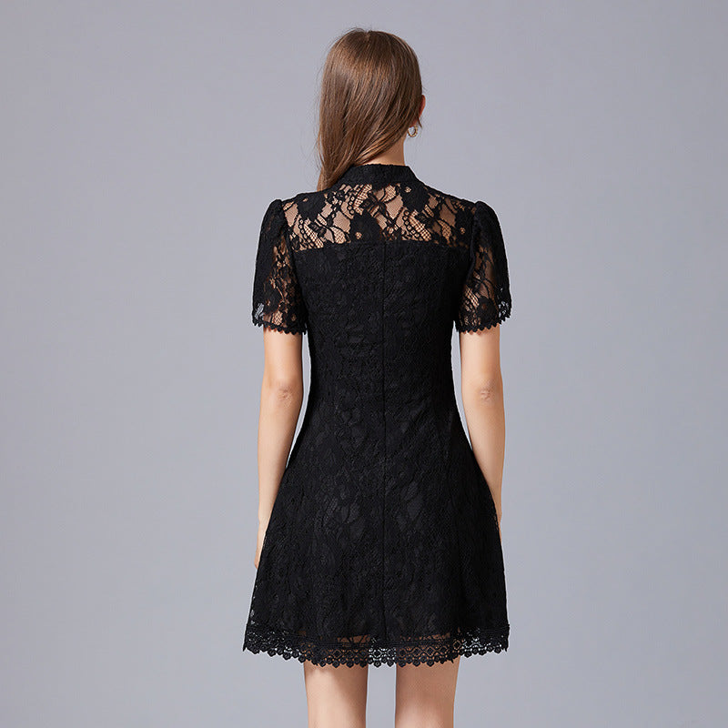 Plus Size Black Lace Cheongsam