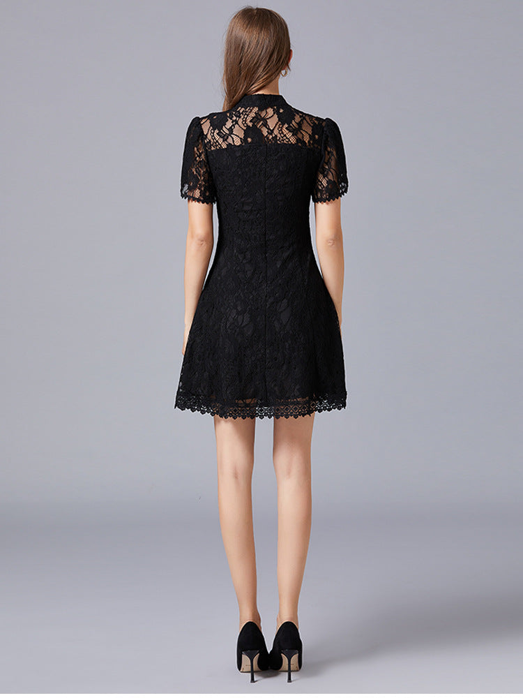 Plus Size Black Lace Cheongsam