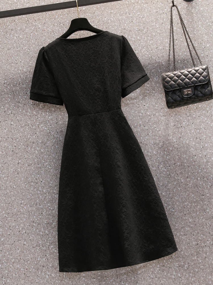 Plus Size Black Textured Dress