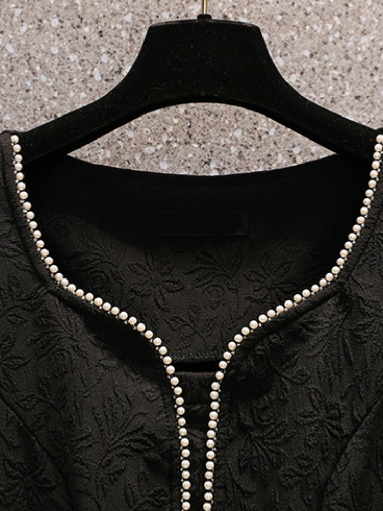 Plus Size Black Textured Dress