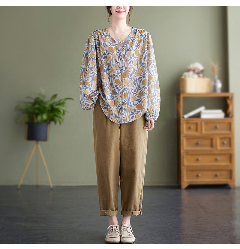 Plus Size Mod Balloon Sleeve Blouse
