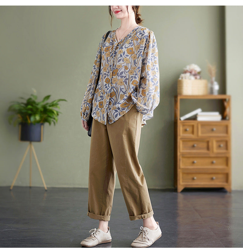 Plus Size Mod Balloon Sleeve Blouse