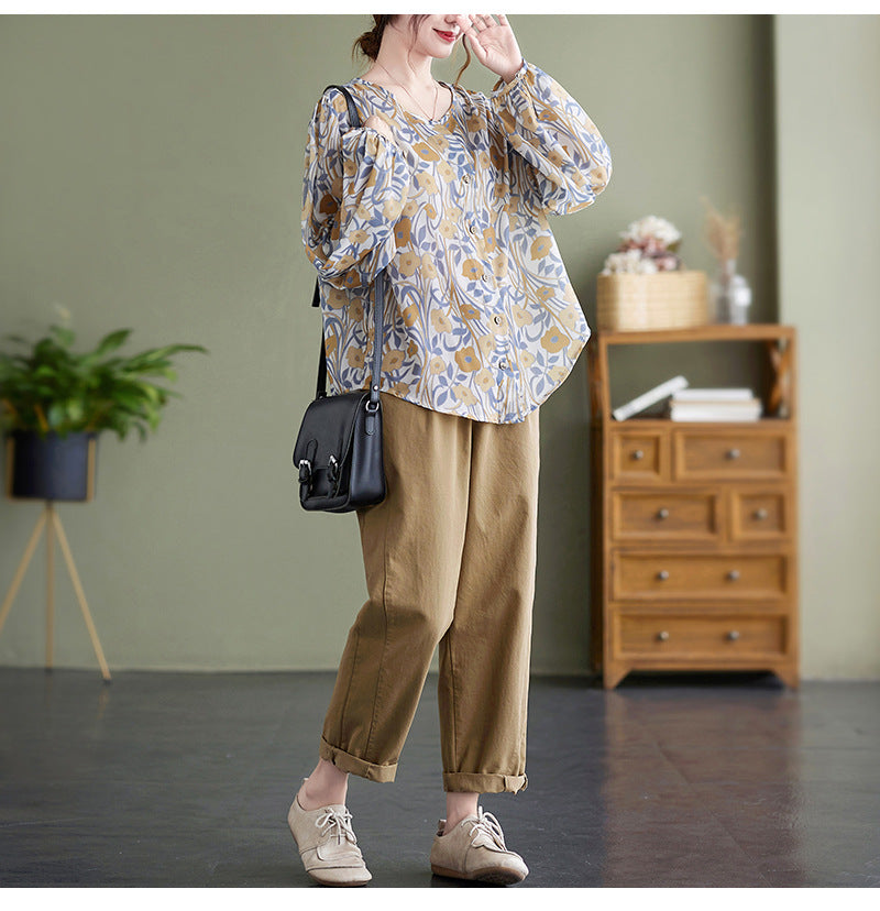 Plus Size Mod Balloon Sleeve Blouse