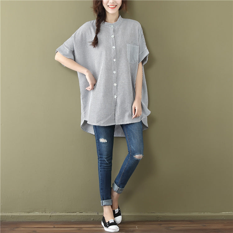 Plus Size Stripe Loose Tunic Shirt