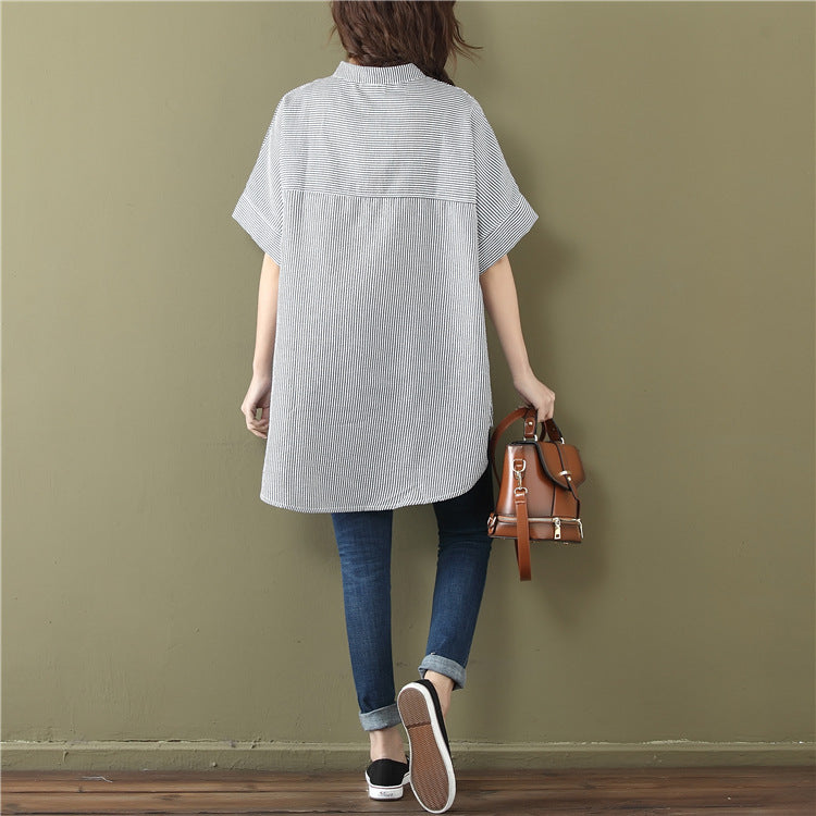 Plus Size Stripe Loose Tunic Shirt