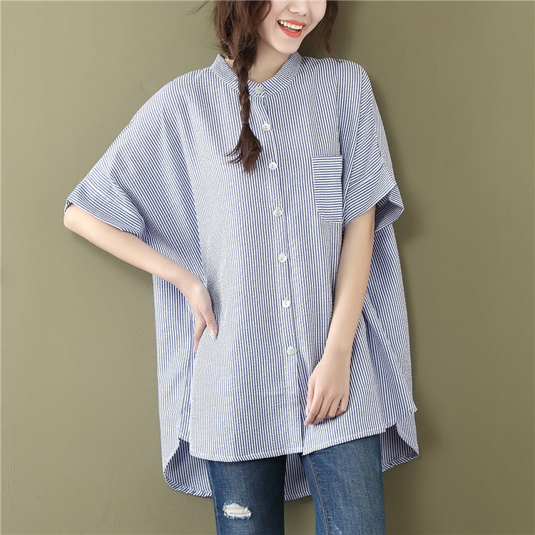 Plus Size Stripe Loose Tunic Shirt
