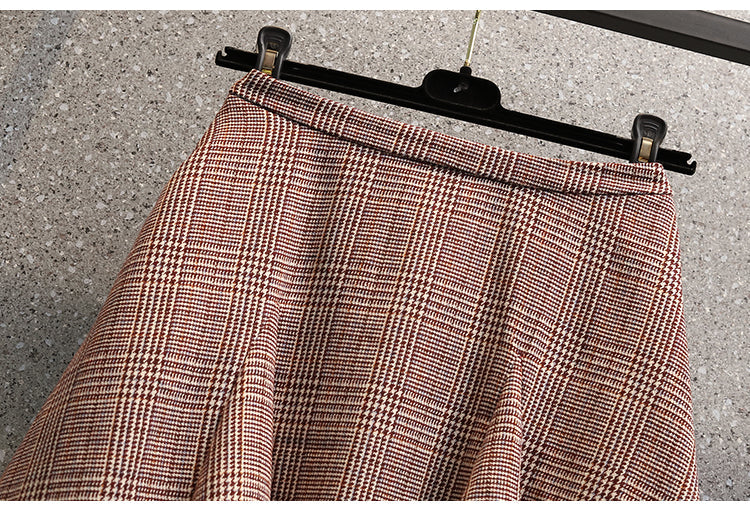 Plus Size Brown Plaid Mini Skirt