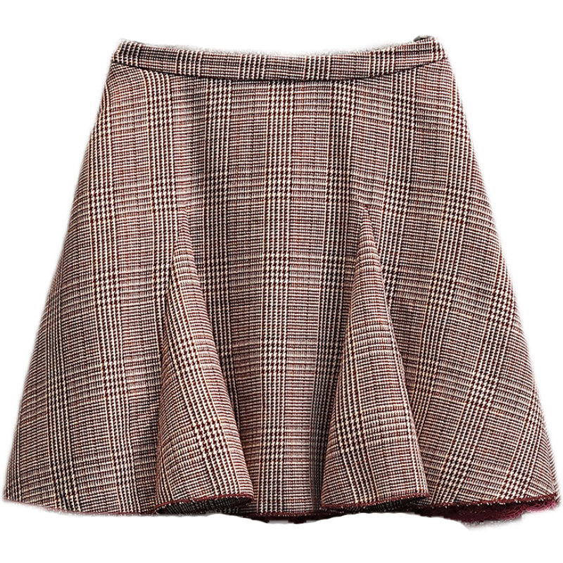 Plus Size Brown Plaid Mini Skirt