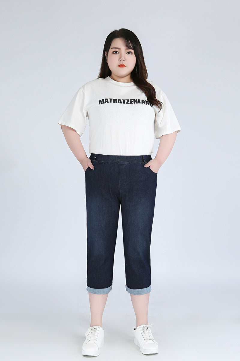 (2XL-9XL) Plus Size Skinny Capri Jeans