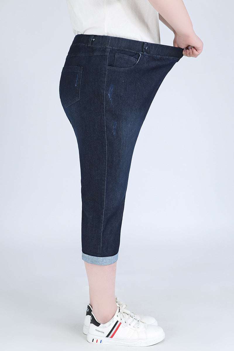 (2XL-9XL) Plus Size Skinny Capri Jeans
