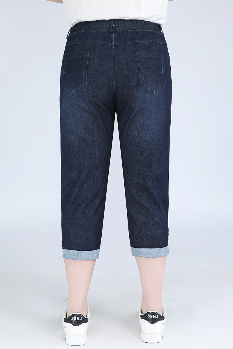 (2XL-9XL) Plus Size Skinny Capri Jeans
