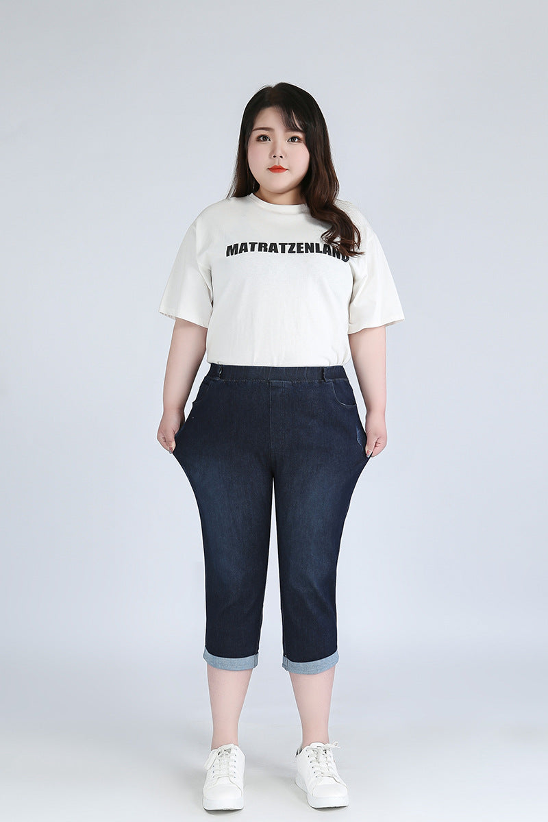 (2XL-9XL) Plus Size Skinny Capri Jeans