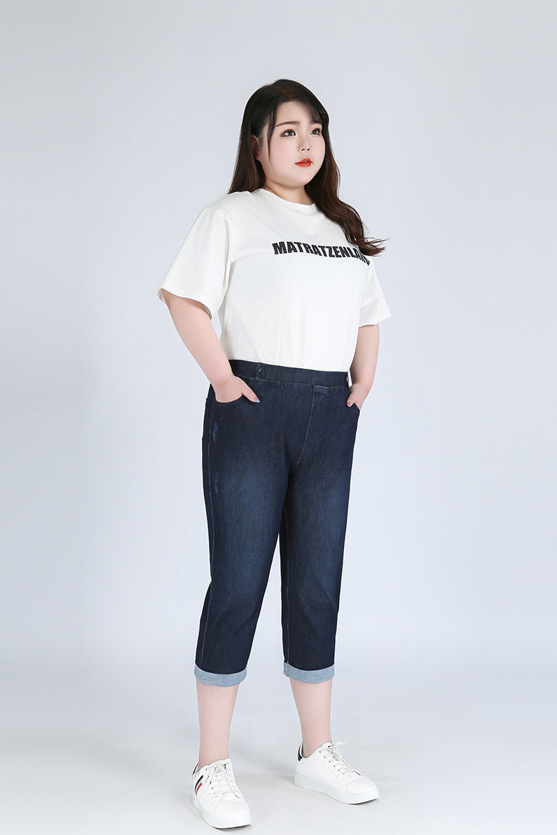 (2XL-9XL) Plus Size Skinny Capri Jeans