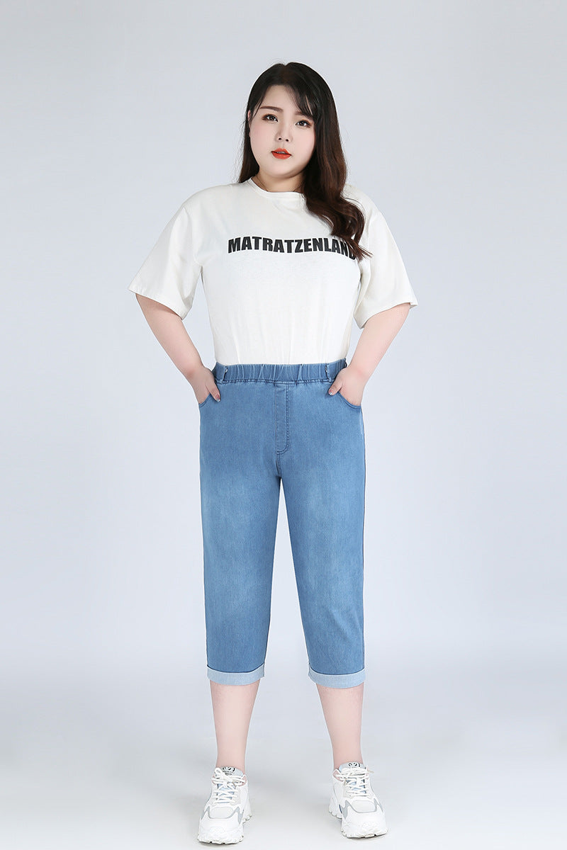 (2XL-9XL) Plus Size Skinny Capri Jeans