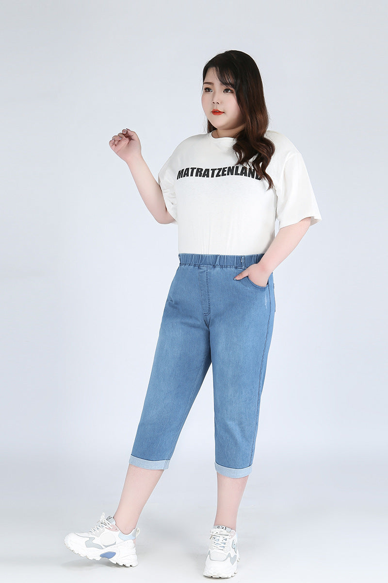 (2XL-9XL) Plus Size Skinny Capri Jeans