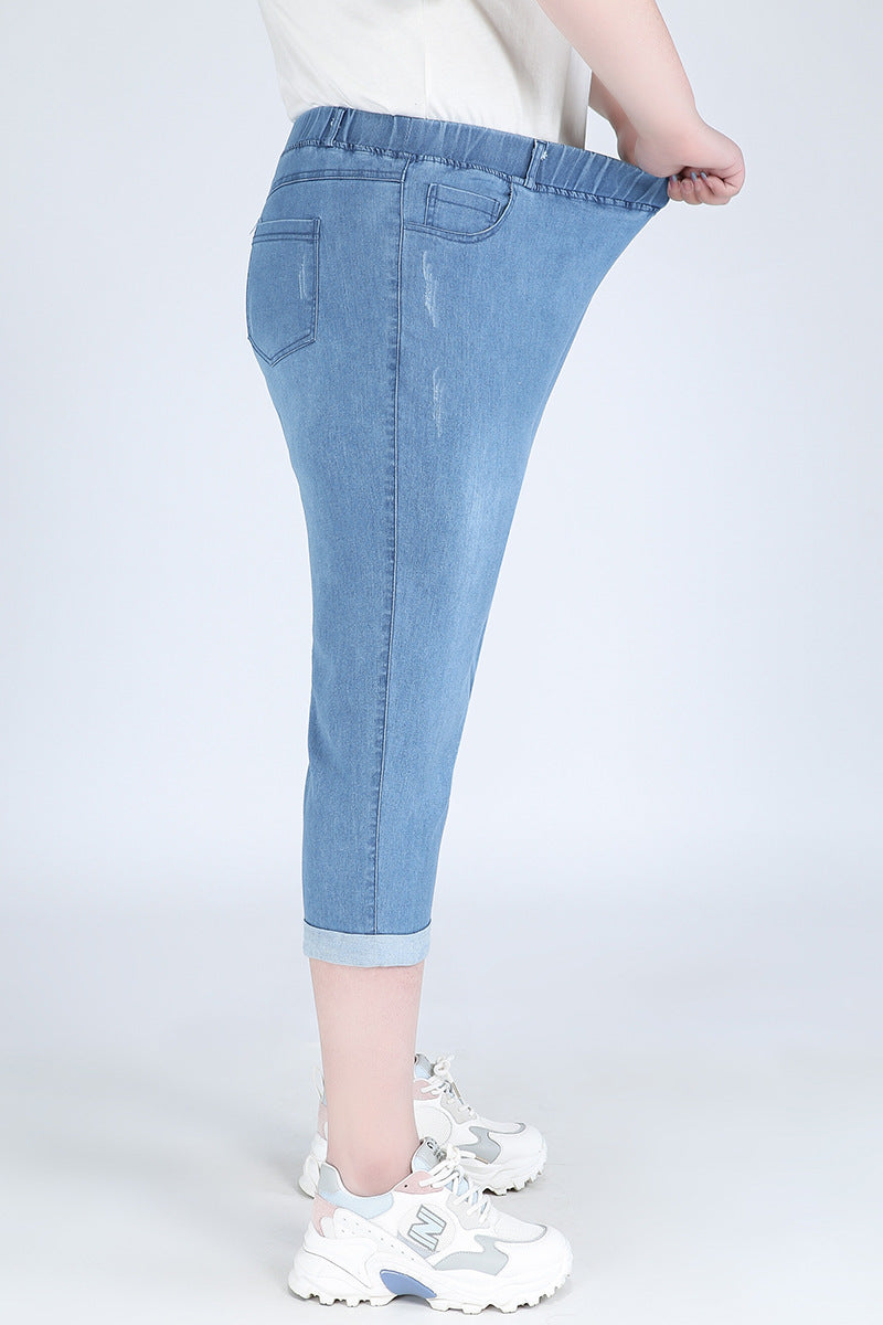 (2XL-9XL) Plus Size Skinny Capri Jeans