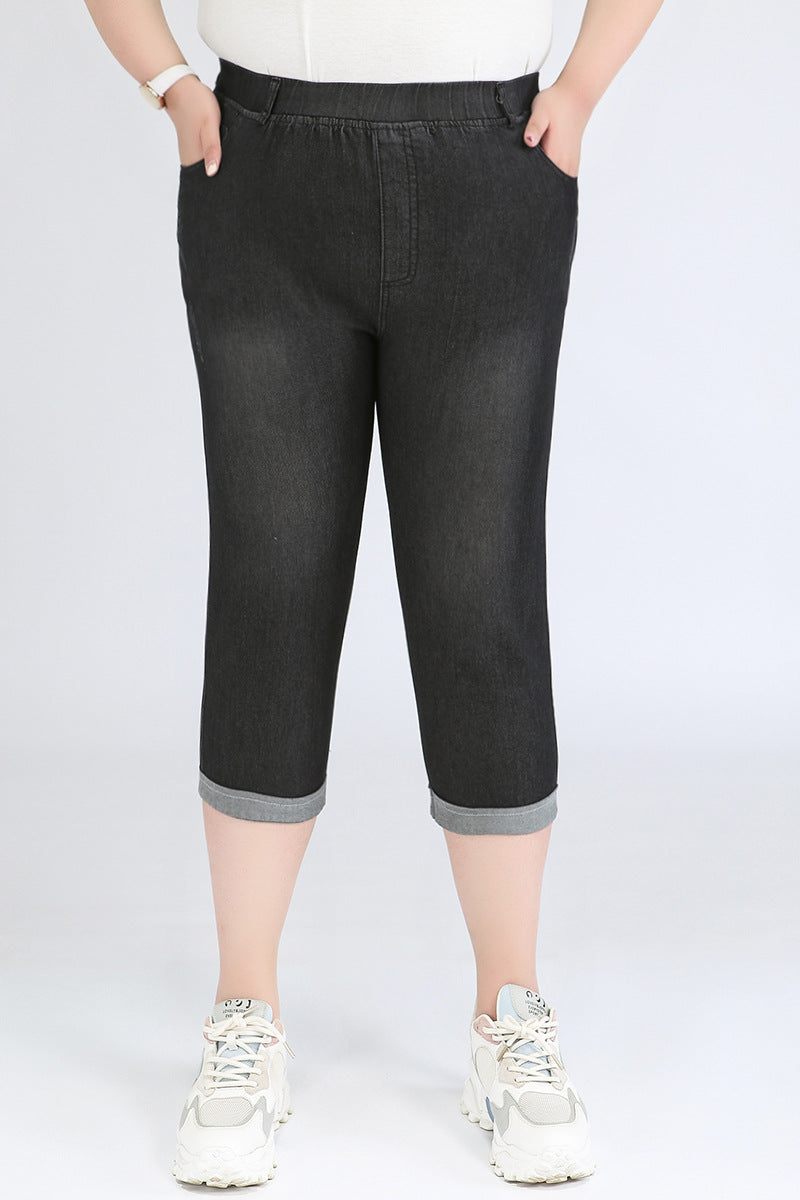 (2XL-9XL) Plus Size Skinny Capri Jeans