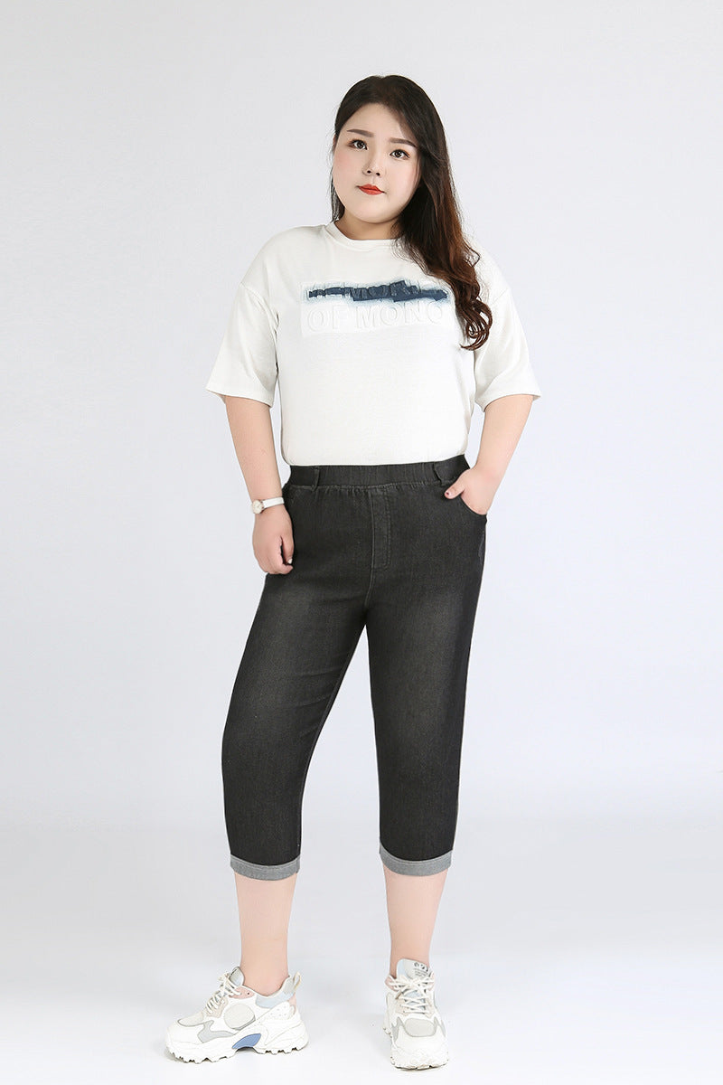 (2XL-9XL) Plus Size Skinny Capri Jeans