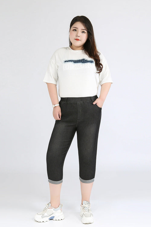 (2XL-9XL) Plus Size Skinny Capri Jeans