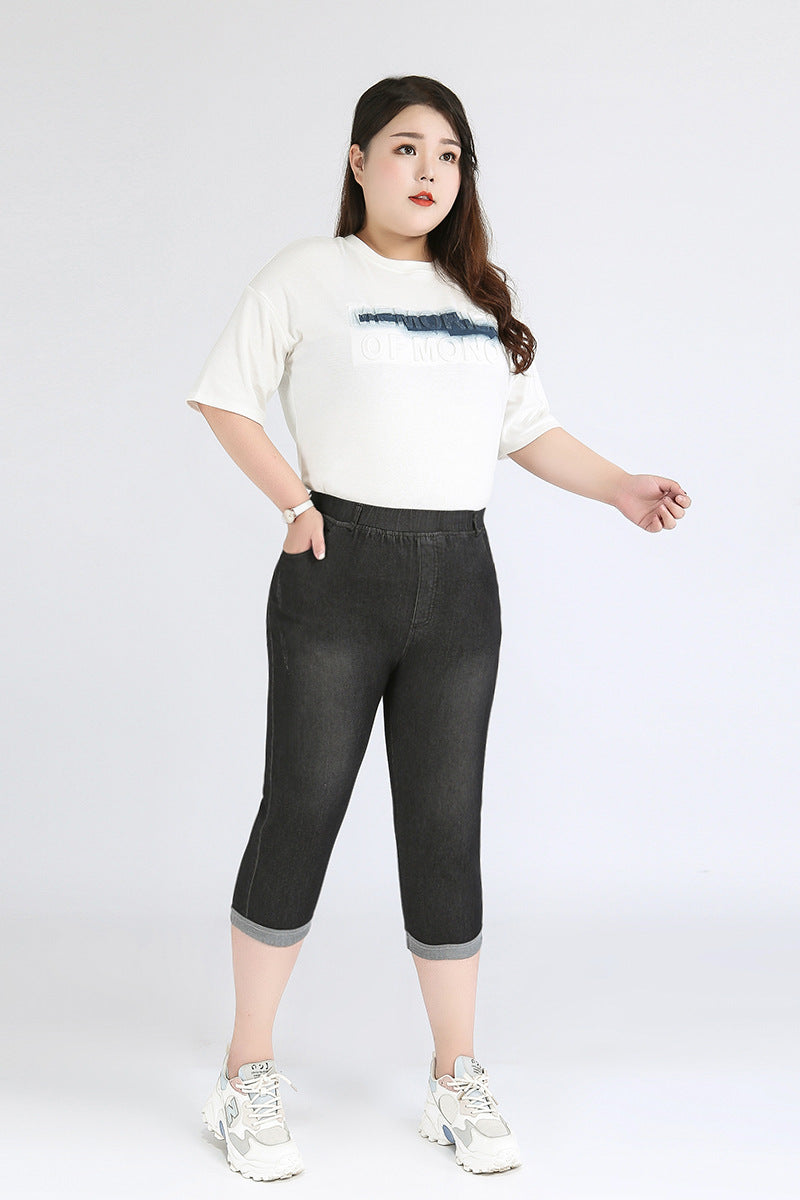 (2XL-9XL) Plus Size Skinny Capri Jeans