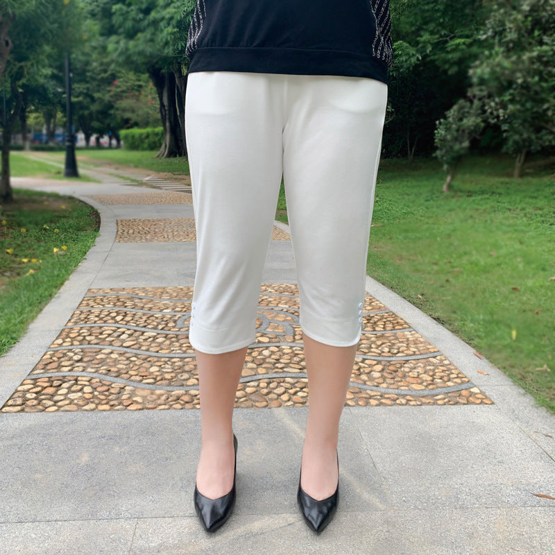 Plus Size Triple Button Capri Pants (EXTRA BIG SIZE)
