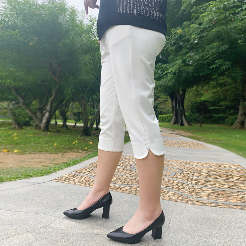 Plus Size Triple Button Capri Pants (EXTRA BIG SIZE)