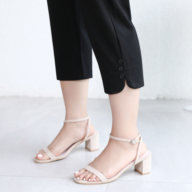 Plus Size Triple Button Capri Pants (EXTRA BIG SIZE)