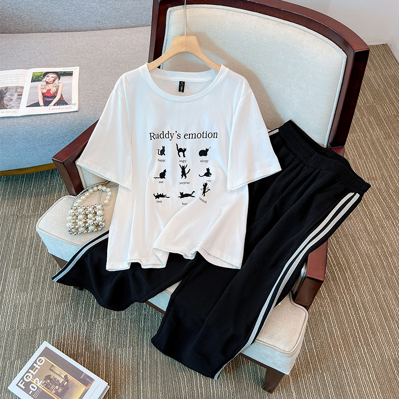 Plus Size Cat Cotton T Shirt Top (EXTRA BIG SIZE)